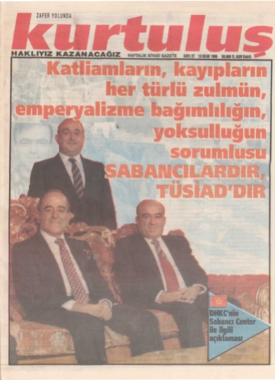 The first page of Liberation on road to Victory(Zafer Yolunda Kurtulus) magazine from January 13th 1996. The Sabanci family is on the first page...